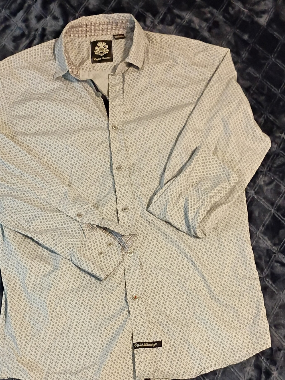 English Laundry Light Blue Micro-Pattern Long Sleeve Button Down Shirt